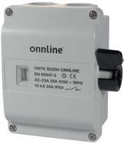ONTK S316 Koodi 3614100 Nimellisjännite 500V Nimellisvirta AC23 16A Teho 7,5 kw Suojausluokka IP54 Läpivienti 4 x M20 Koko 105 x 119 x 58 mm ONTK S316H Sähkötuotteet Koodi 36141