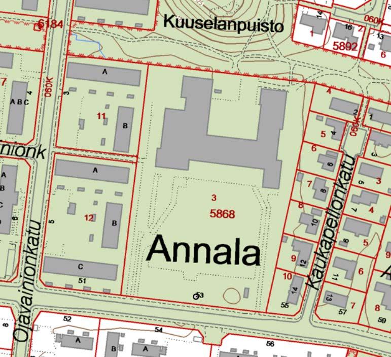 vuosina -17/-16/-15-256 000 / 267 000 / 228 000 - Tontin pinta-ala 22 754 m² - Käyttötarkoitus YO-5, opetustoimintaa palvelevien rakennusten korttelialue, jolle saa rakentaa myös nuorisotiloja -