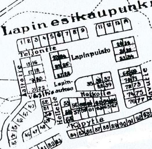 Tonttitehokkuus: e = 0,21-0,59 Räystäskorko 5 m Lappi oli ensimmäisiä omakotialueita, joita kaavoitettiin