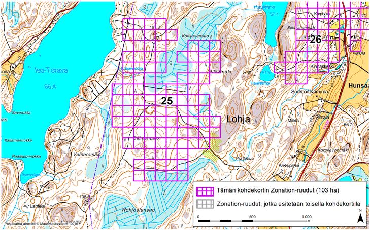 Lohja, Zonation-aluetunnus 25 LOHJA (25) Alue sijaitsee Lohjan länsiosissa Hunsaan kylän länsipuolella asumattomalla metsäalueella.