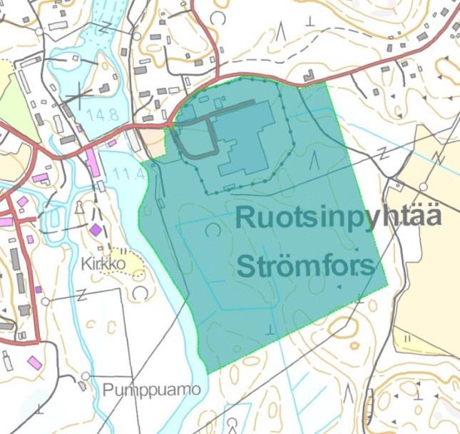 2. Strömforsin ruukin tehtaan alue Ruotsinpyhtään kaupunginosan Strömforsin ruukin alueella on tarpeen ajanmukaistaa ja muuttaa etenkin entisen teollisessa toiminnassa olleen