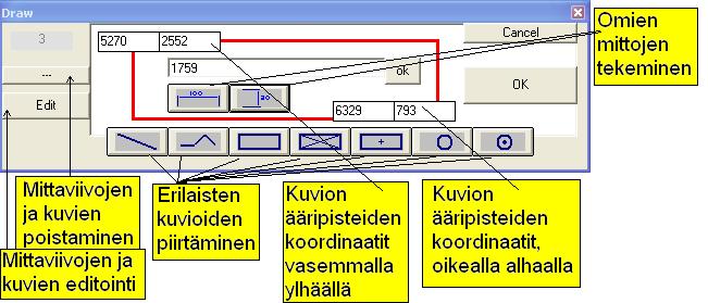 Kun mitta piirretään hiirellä vetämällä, tulee mittaan oikea mittaluku automaattisesti.