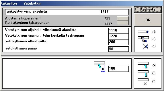 myös mahdollisuus valita taakse puskuri, alleajosuoja.