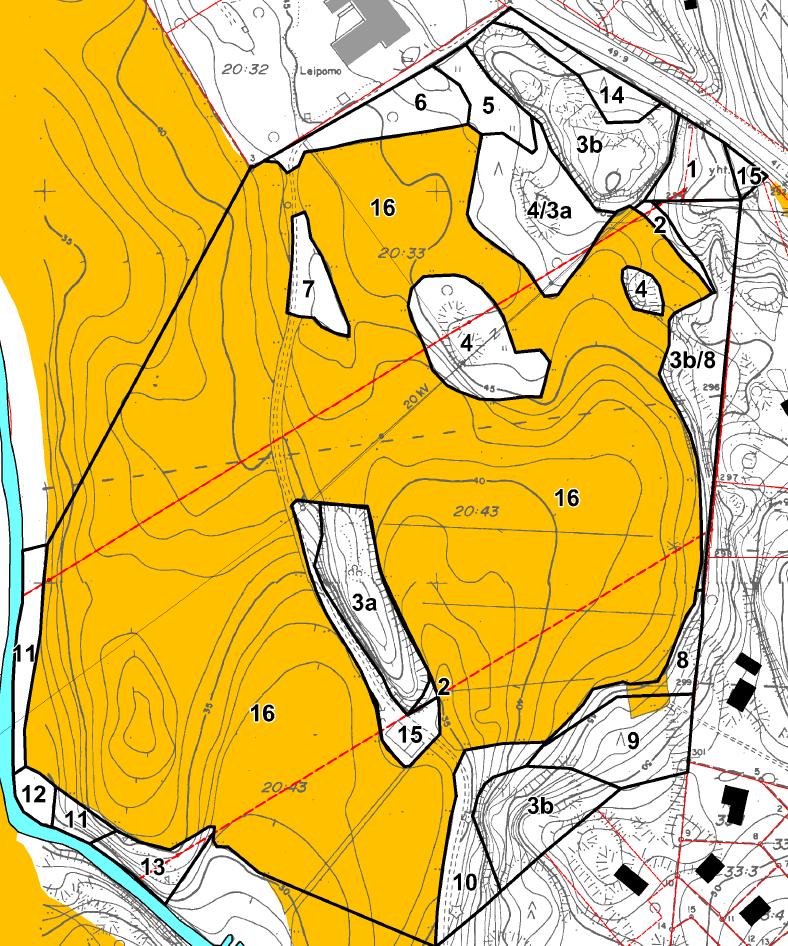 yleensä jyrkästi karuiksi aukkoisiksi kalliometsiksi, joiden mäntypuusto on vanhempaa. Jokivarressa (Kuviot 11 ja 13) kasvaa hyvin monilajista, lehtipuuvaltaista sekametsää.