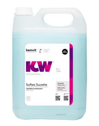 KW Softex Sucette Tekstiilien huuhtelu- ja sähköisyydenpoistoaine Tekstiilien pehmentämiseen pyykinpesun yhteydessä sekä sähköisyyden poistamiseen tekstiilipinnoista ja kalusteista.