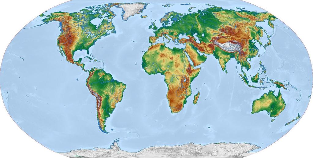 Kuva 4.16: Kuvassa yksi approksimaatio maapallosta euklidiseen tasoon. Lähde: https://pixabay.com/ /maailman-kartta-maailmankartta-2169040/ katsottiin tarpeeksi läheltä, oli tulos kaikkein tarkin.