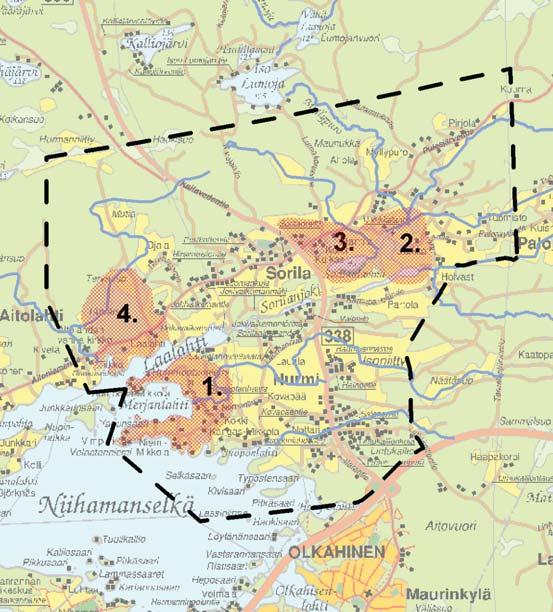 2 LÄHTÖKOHDAT 2.5.3 MAISEMAKUVA Nurmi-Sorilan maisemakuvassa hallitsevia tekijöitä ovat kulttuurin synnyttämät avoimet tilat, jokilaakso sekä metsä.