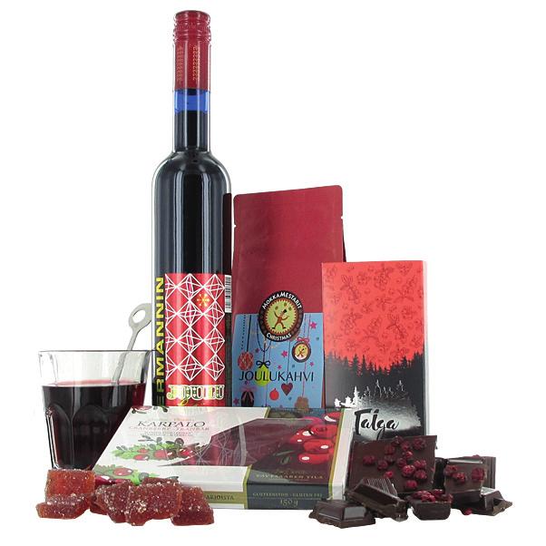1. JOULUN TAIKAA Alkoholiton glögijuoma, 500ml, Hermannin Viinitila Karpalomarmeladimakeiset, käsintehty,