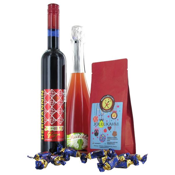 5. JOULUJUOMAA Mielikki, alkoholiton kuohujuoma, 750ml, Hermannin Viinitila Alkoholiton glögijuoma, 500ml,