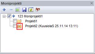 "Päivitä"-toiminto päivittää projektilistan tiedot, kuten varaukset, ajantasalle. Kuva.