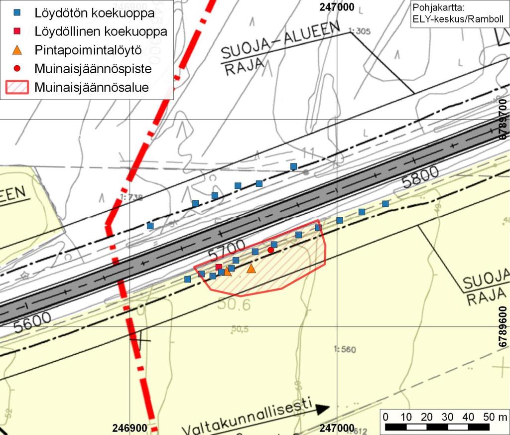 6 Koekuopat 7 20 kaivettiin tien eteläpuoliselle pellolle. Suurin osa tämän alueen koekuopista kaivettiin pintaosastaan (n. 15 cm:n syvyyteen) lapiolla, loput lastalla.