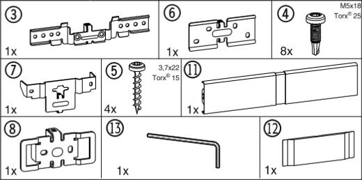 Käyttöönotto Fig. 2 Asennusosat, koneen mukana. Fig. 5 u Kierrä ulommat säätöjalat sisään tulpan asennusta varten. u Napsauta tulppa Fig. 5 (1) paikoilleen. Varmista varma paikoillaanolo.