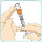3f Naputtele varovasti toisella kädellä injektiopulloa, samalla kun pidät peukalolla