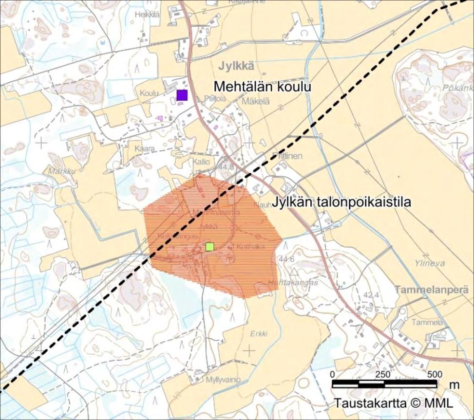 Selvityksissä Fingridin johtokäytävän hyödyntämiseksi Kalajoen pohjoispuolella todettiin esiselvitysvaiheessa, että johtokäytävän laajentamien on mahdotonta myös Jylkän kylän kohdalla.
