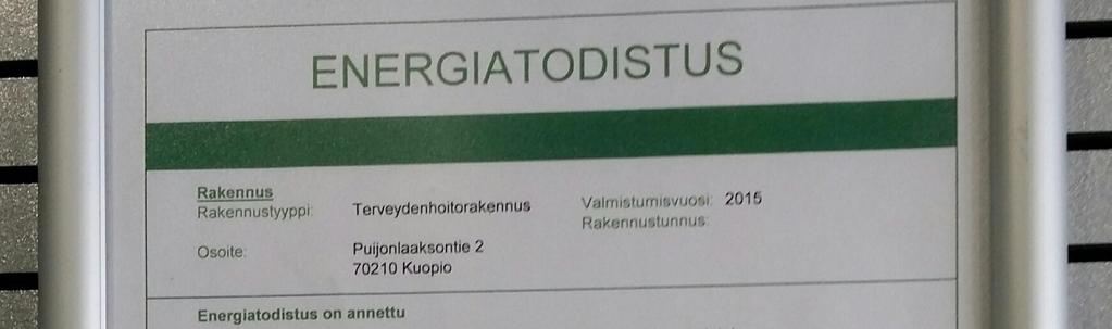 rakennuskohtainen energiatehokkuus sijoittuu tasoille C-E.
