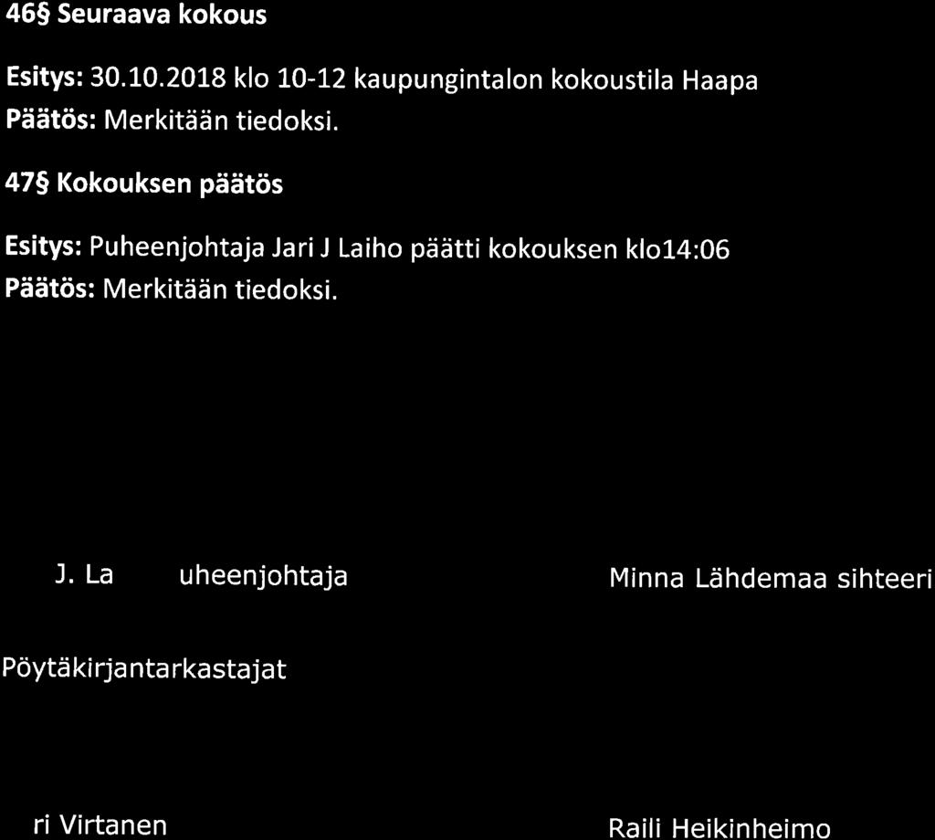 45S Seuraava kokous Esitys: 30.10.