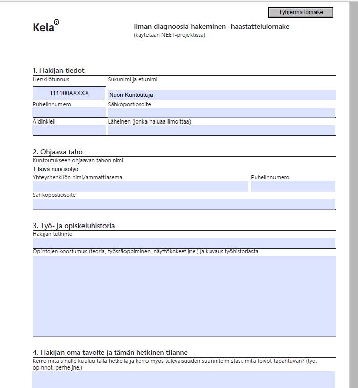 Kuntoutuspäätös ja liitteet Nuoren ammatillisessa kuntoutuksessa palveluntuottajalle lähetetään kuntoutuspäätöksen liitteenä haastattelurungon kopio, joka sisältää ne asiat, joista nuoren kanssa on