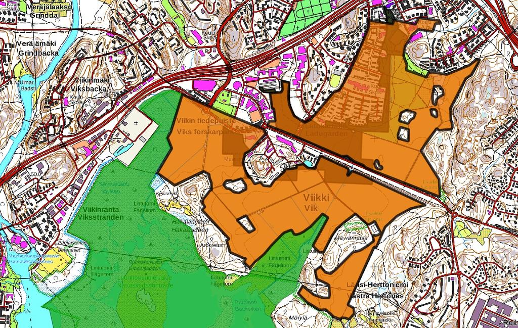b) Viikin peltopinta-ala Vanhankaupunginlahden Natura-alueen ehdottamisen aikaan.