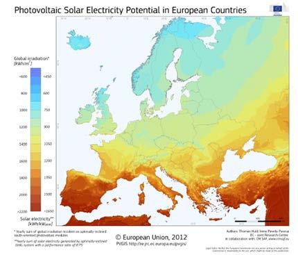 Aurinkoenergian tuotto Aurinkosähköjärjestelmän tuottoa määrittelee pitkälti auringonsäteilyn määrä.