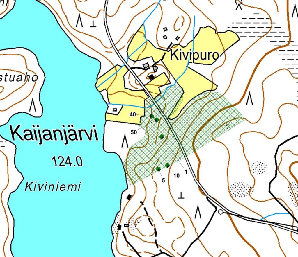 3 (23) Kuva 1. Kivipuron liito-oravan elinpiirin (rasteroitu alue) sijainti ja alueelta löytyneiden papanapuiden (vihreät pallot) sijainti. Papanapuiden alta löytynyt papanamäärä on merkitty kartalle.