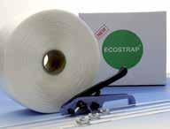 Ecostrap-kertasidontajärjestelmä 13-25mm 370-1000kg Kuormansitomiseen, pakkaamiseen ja niputtamiseen tarkoitettu tekstiilivanne. Käyttö - Pienet ja keskisuuret teolliset yritykset, esim.