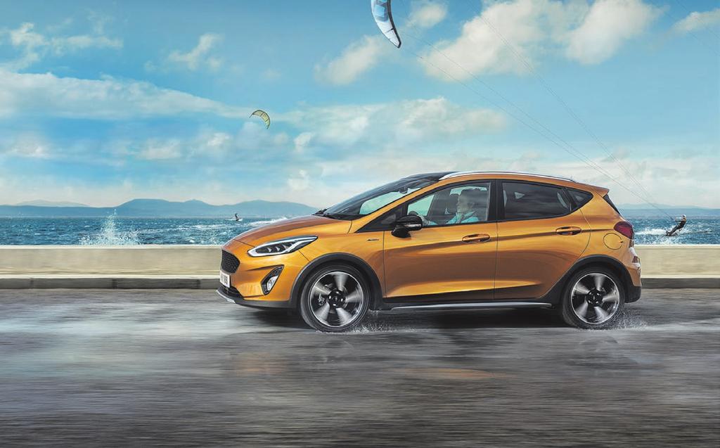 AUTOKAUPPA Täysin uusi Ford Fiesta Active FORD TAKUU vuotta tai 100 000 km Ford Fiesta Active on täysin uusi crossover, jossa Fiestan kiitetty ajettavuus kohtaa vankan SUV-vaikutteisen muotoilun ja