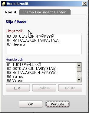 Henkilörekisteri Muokkaa Henkilöroolit Roolit-välilehti: Henkilöroolit. Voit antaa roolien ylläpidossa henkilölle myös hyväksyntärajan.