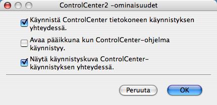 ControlCenter2 Automaattisen latauksen poistaminen käytöstä 10 Jos et halua, että ControlCenter2 käynnistyy automaattisesti aina, kun Macintosh-tietokone käynnistetään, toimi seuraavasti: a Osoita