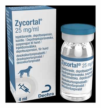 Zycortal Zycortal on depotsuspensio, jota käytetään mineralokortikoidien puutteen korvaushoitoon koirille, joilla on lisämunuaiskuoren primaarinen vajaatoiminta (Addisonin tauti).