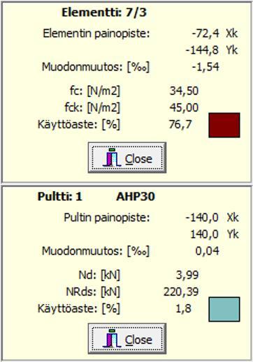 Tarkastelu tehdään pilarin rasitusluokan mukaan erikseen kengän tartunnoille sekä kotelo- ja pohjalevylle.