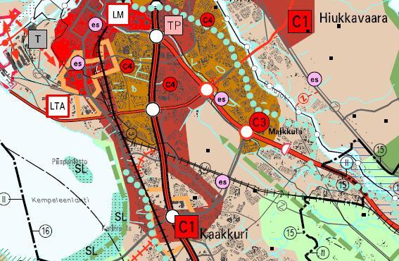 FCG SUUNNITTELU JA TEKNIIKKA OY Loppuraportti 5 (27) Kehittämisvyöhykkeet Yleiskaavakartassa 1 Tahkokankaan suunnittelualue ja ensisijainen vaikutusalue (Hiirosen kaupunginosa) sijaitsevat