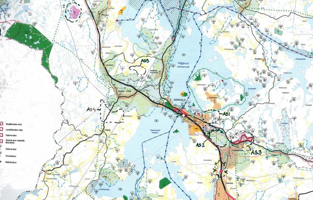Maakuntakaavaluonnoskartta AS1Häkälän alue Asikkalan Vääksyn taajama sijaitsee Päijänteen ja Vesijärven välisellä kannaksella, joka on jo pääosin rakentunut.