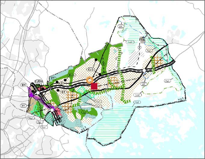 Kuva 4. Vuonna 2015 nähtävillä ja lausunnoilla ollut Östersundomin alueen maakuntakaavaehdotus. Östersundomin alueen maakuntakaavaehdotuksen valmistelua on jatkettu vuosina 2015 2017.