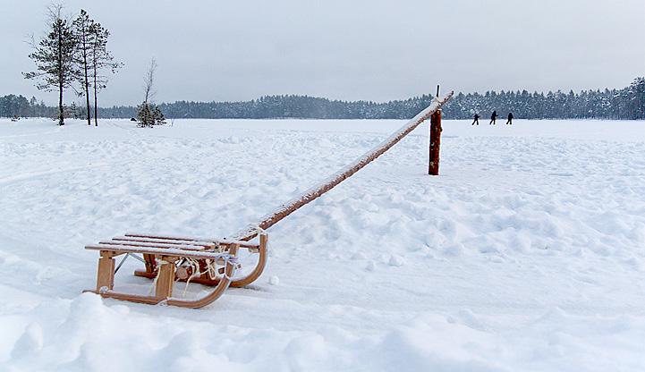 Napakelkka oli talvileirin hitti. Talvileiri Valkea 16.-18.2.2018 Vuosien tauon jälkeen Kipinäpartion talvileiri järjestettiin Erävalkeassa.