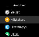 Selaa valikon asetuksia pyyhkäisemällä ylös tai alas tai painamalla ylä- tai alapainikkeita. 3.