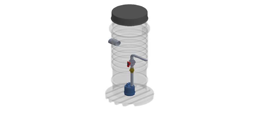 Perus- ja jätevedelle - pumppaamokaivo, sisähalkaisijaltaan 500 mm ja korkeudeltaan 2100 mm - pumppu - pumpun jalusta - pallotakaiskuventtiili - PEH-muovinen putkisto - PEH-muovinen kansi LVI-numero
