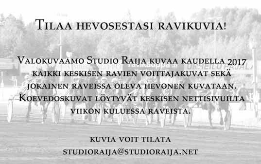 5 Tirama - Raino J Hottinen O 10.06 2 2100/1 m32,3x 4 39 CC 1.2 PUN HARM VIHR - PUN HARM J Hottinen Kt 18.06 2 2100/5 m38,7x 7 88 CC 1.0 Sanna Fingerroos, Siikalatva K Sinkkilä J 28.