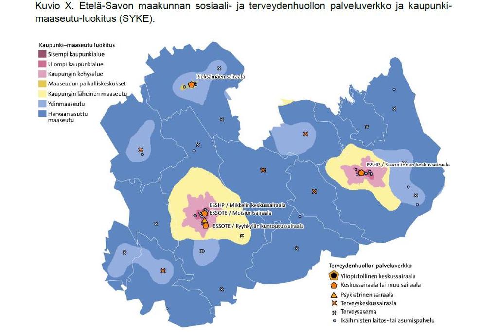 Palveluverkon erityishaasteina harva asutus ja kahden keskussairaalan työnjako Etelä-Savon sote-infrastruktuurin tärkein kehittämishanke on Essoten vuosina 2015 2022 toteuttama ESPER-hanke.