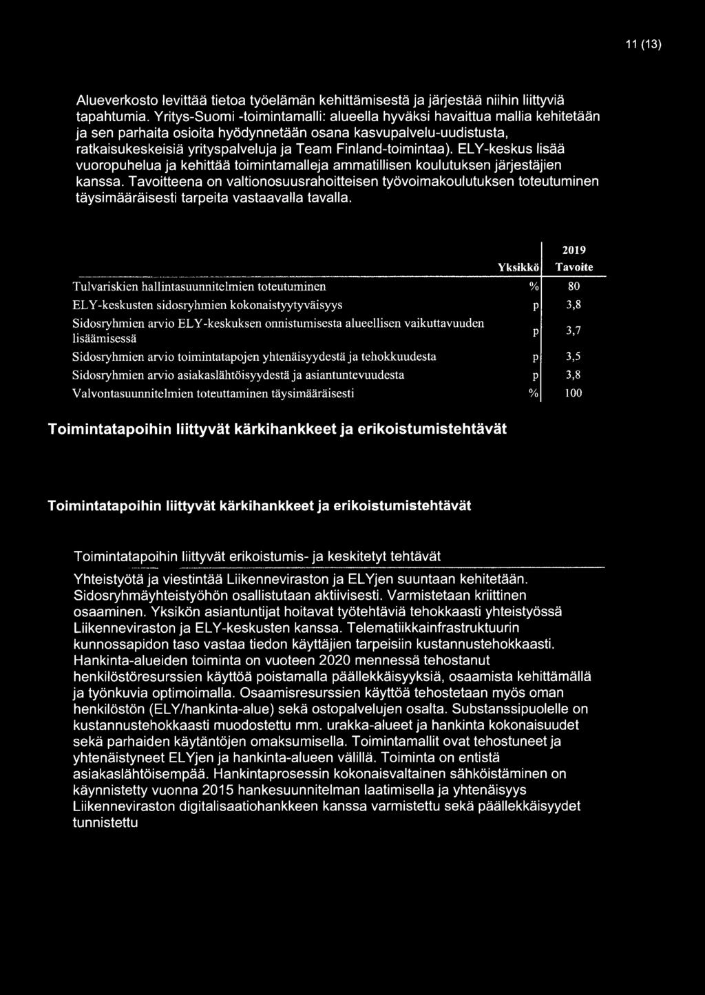 Finland-toimintaa). ELY-keskus lisää vuoropuhelua ja kehittää toimintamalleja ammatillisen koulutuksen järjestäjien kanssa.