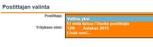 Voit myös valita useamman postittajan tai ilmoittaa postittajan tiedot vasta myöhemmin, jos postittaja ei ole vielä tiedossasi.