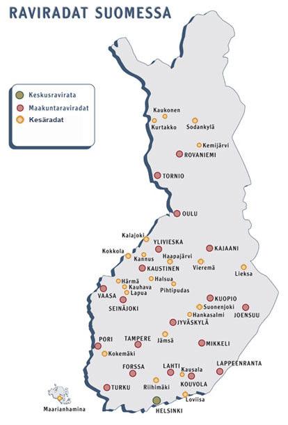 Kuva 1. Suomessa toimivat hevosjalostusliitot ja raviradat. Lähde: www.hevosjalostusliitot.fi ja www.raviradat.fi 3.