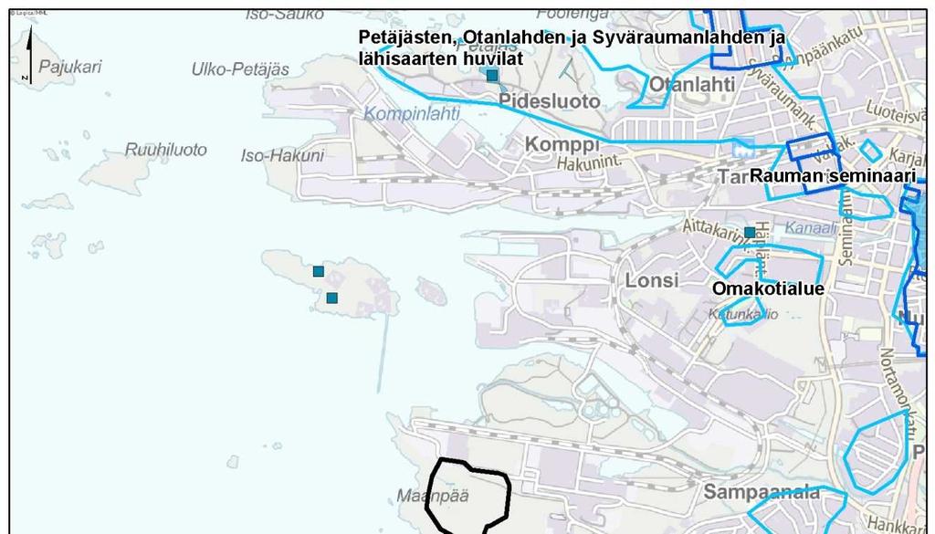 lähisaarten huvilat sekä Kortelan huvilat. Kyseiset alueet on osoitettu voimassa olevassa Satakunnan maakuntakaavassa maakunnallisesti merkittävinä kulttuuriympäristöinä hieman eri rajauksilla.