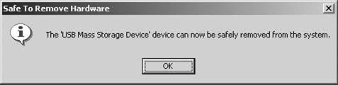 TIETOJEN SIIRTO Kameran irrottaminen tietokoneesta Kameraa ei voi sammuttaa ennen kuin USB kaapeli on irrotettu. Windows 98 ja 98SE Tarkista, että merkkivalo ei pala.