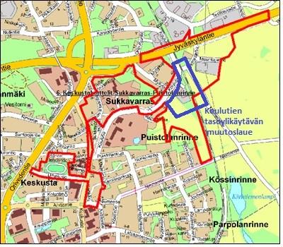 ) Keskustakorttelit-Sukkavarras-Puistolanrinne Alueen kaavanmuutostarpeet liittyvät mm. maankäytön tiivistämiseen, rakennussuojeluasioihin sekä alueen liikennejärjestelyihin.