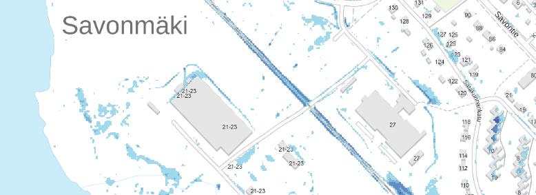 Alueella ei ole ollut todettuja hulevesiongelmia. Kuva 10 Rajaus Stora Enson tehdasalueelta.