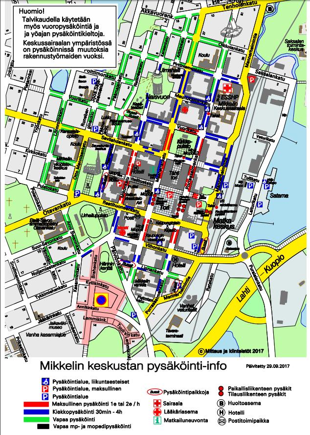 20 Mikkelissä on mahdollista ostaa toistuvaa pysäköintiä varten kortti, jolla on mahdollista pysäköidä rajattomasti kuukauden ajan maksullisilla pysäköintipaikoilla.