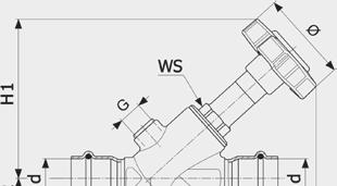 SuLKuVENTTIILIT RuOSTuMATONTA TERäSTä EasytopInoxvinoistukkaventtiili malli2337 tuote DN d Z1 Z2 L1 L2 L3 H1 H2 G Ø WS 468408* 15 18 22 44 44 66