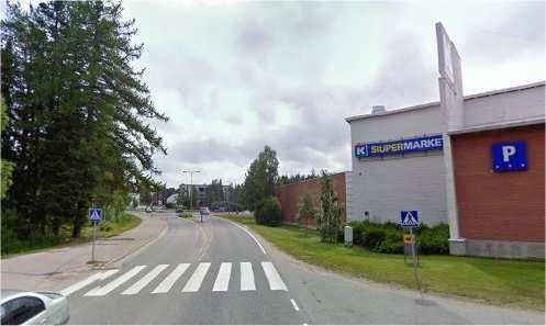 K-market ja asuin-liikerakennus (Google Maps).