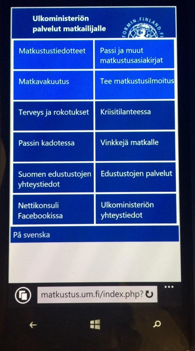 Mobiilipalvelut matkustus.um.