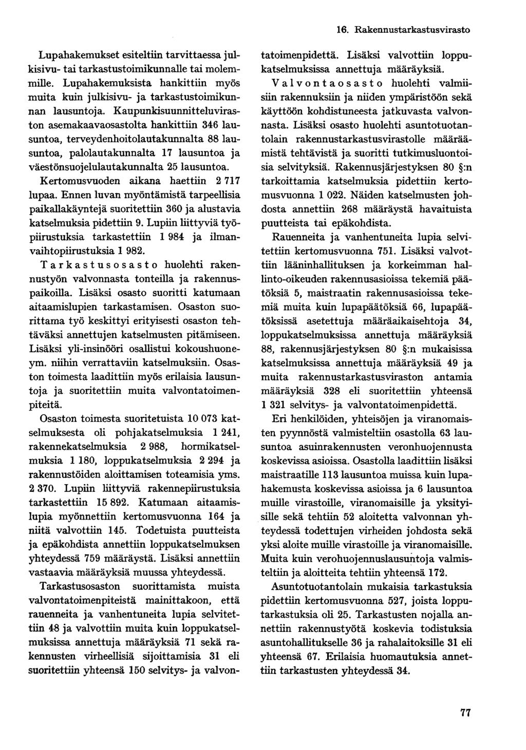 16. Rakennus tarkastusvirasto Lupahakemukset esiteltiin tarvittaessa julkisivu- tai tarkastustoimikunnalle tai molemmille.